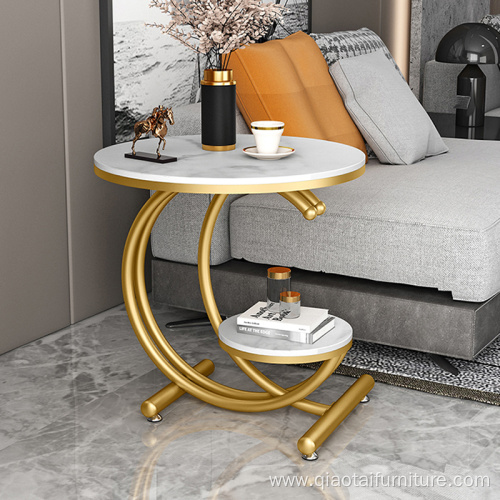 Modern Rock Slab Wrought Iron Sofa Side Table